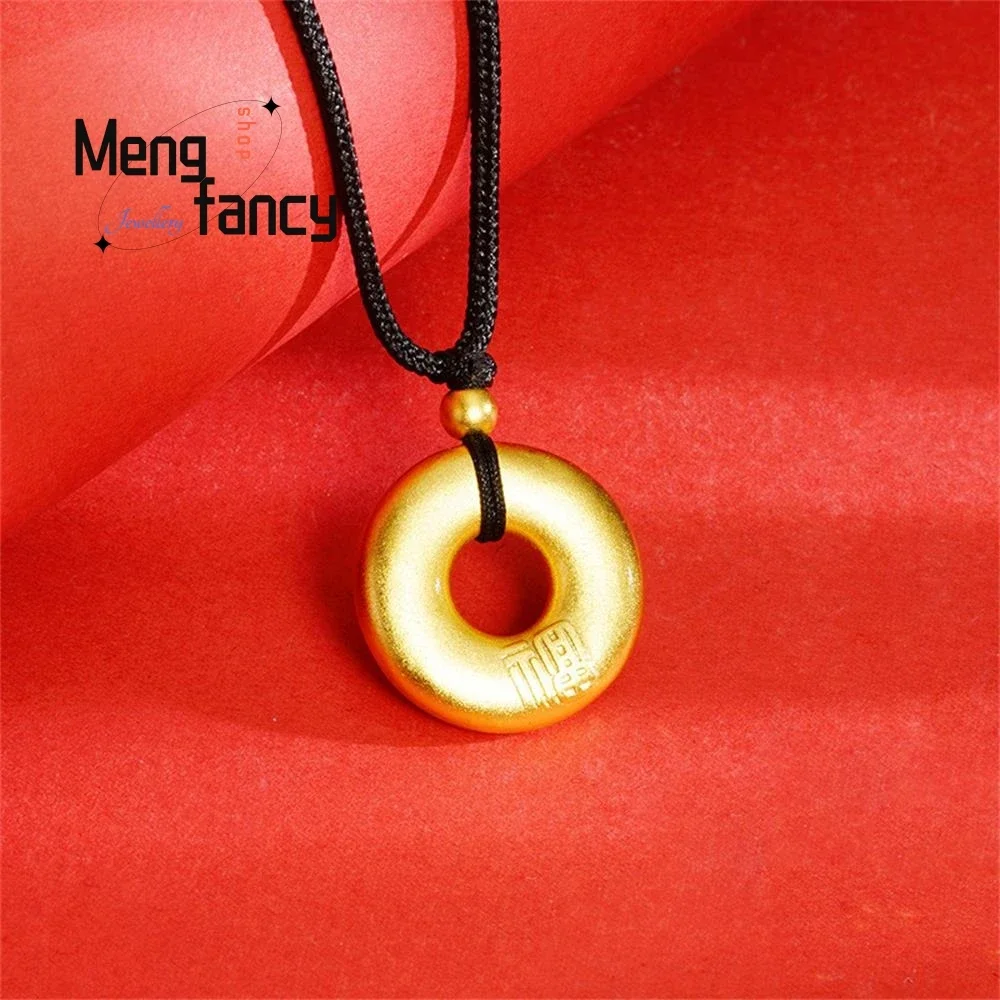 

Sand Gold Blessing Character Ruyi Circle Ring Necklace Women's Retro Temperament Simple Chinese Style Pendant Fashion Jewelry