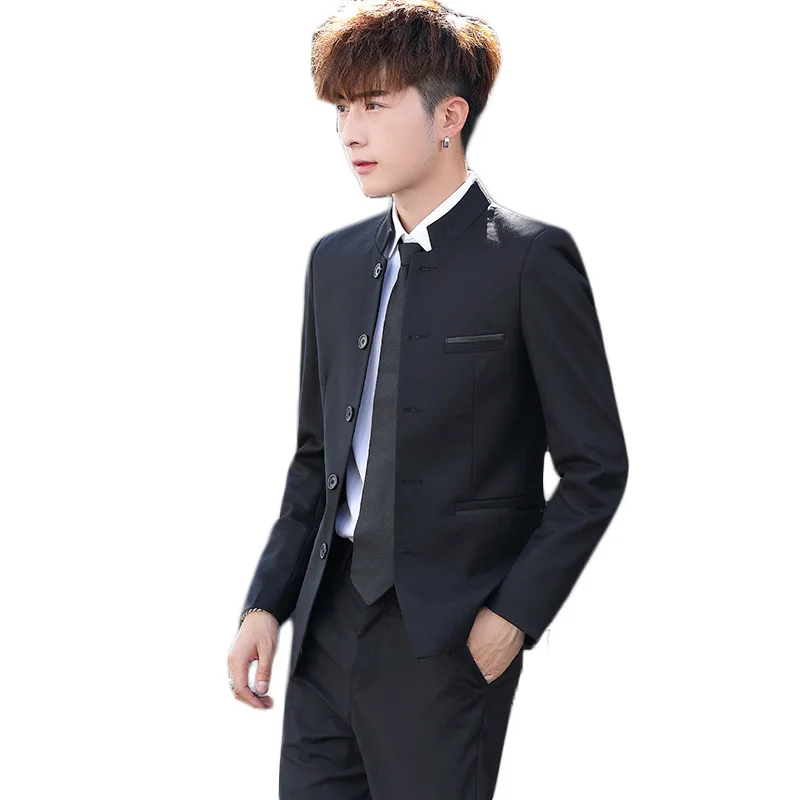 

Plus Size Men's Suits & Blazer Jacket+Pants Business Formal Groom Wear Chinese Tunic Suits