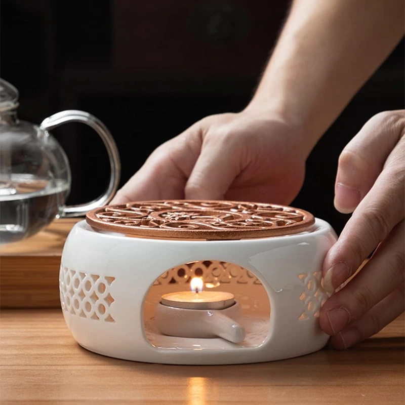 

Ceramic Teapot Warmer Holder Base Tea Warm er Insulation Base Tea Coffee Water Warmer Candle Heating Teaware Holder Base