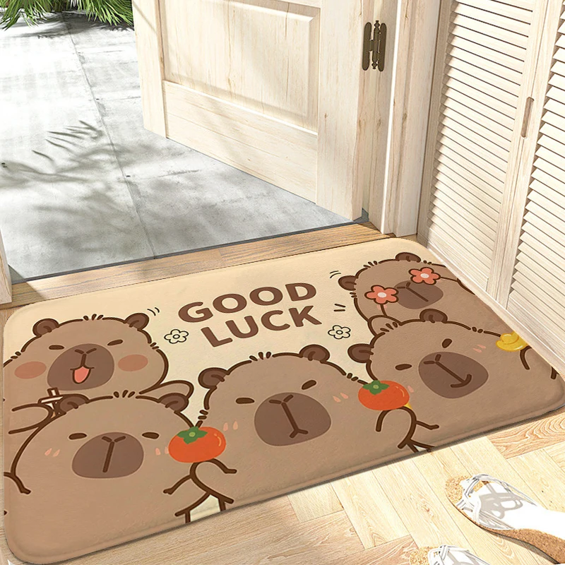 Interior Entrance Mat Non-slip Capybaras Cute Custom Doormat Porch Corridor Kitchen Rug Room Floor Carpet Home Decor Items