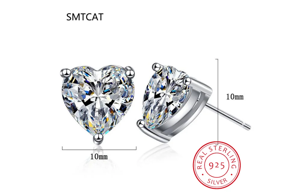 Love Heart Total 1.23ct Created Blue Sapphire 925 Sterling Silver Stud Earrings for Women Gemstone Fine Daily Jewelry Gift
