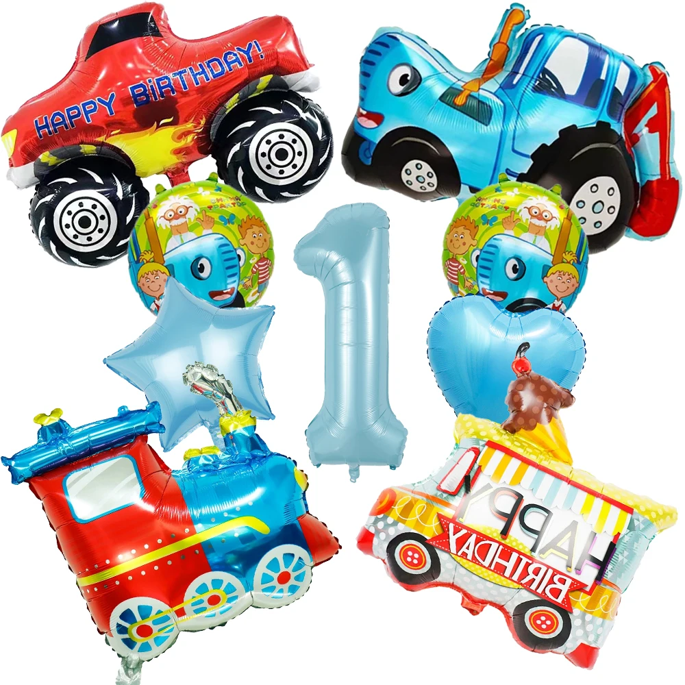 Zug Eiscreme Truck Pickup Truck Traktor Nummer Ballon Set für Geburtstag Dusche Taufe Jubiläumsfeier Zubehör