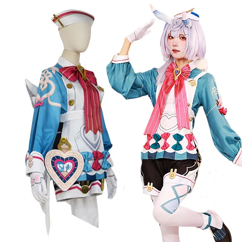 

Game Genshin Impact Sigewine Cosplay Costume Wig Dress Full Set Fontaine Sigewine Fortress Head Nurse Uniform Halloween Party