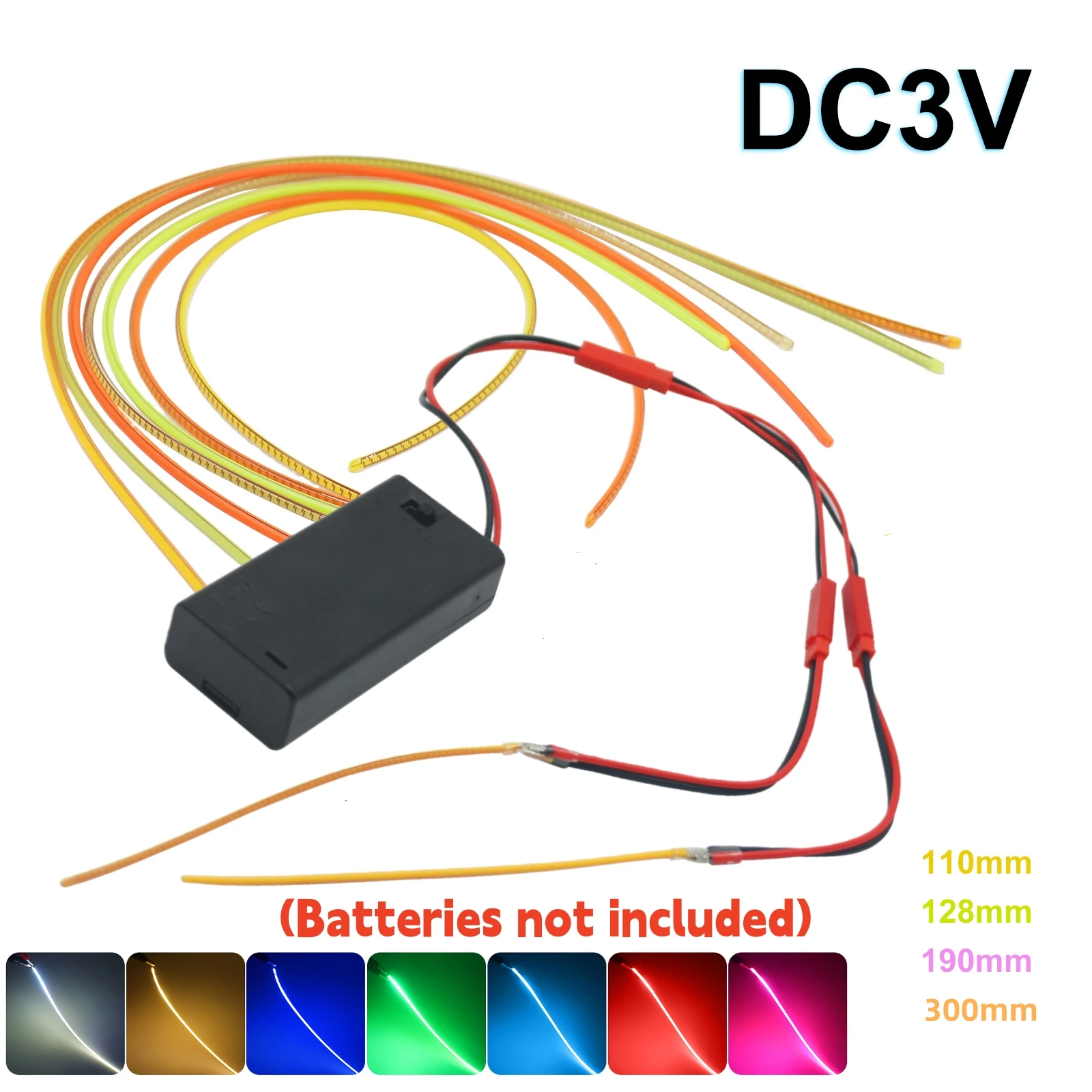 110MM 190MM 300MM Batteriebetriebene LED-Filamentleuchte, flexibel, 360° °   Leuchtende, biegbare DIY-Kreativ-Edison-Glühbirne, Lampenteile, Diode