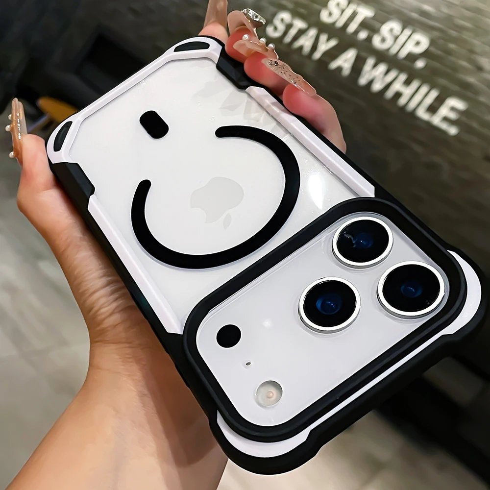 

Cute Panda Transparent Phone Case For iPhone 17 12 13 16 Pro Max Air 14 15 Plus 16E For Magsafe Wireless Charger Protector Cover