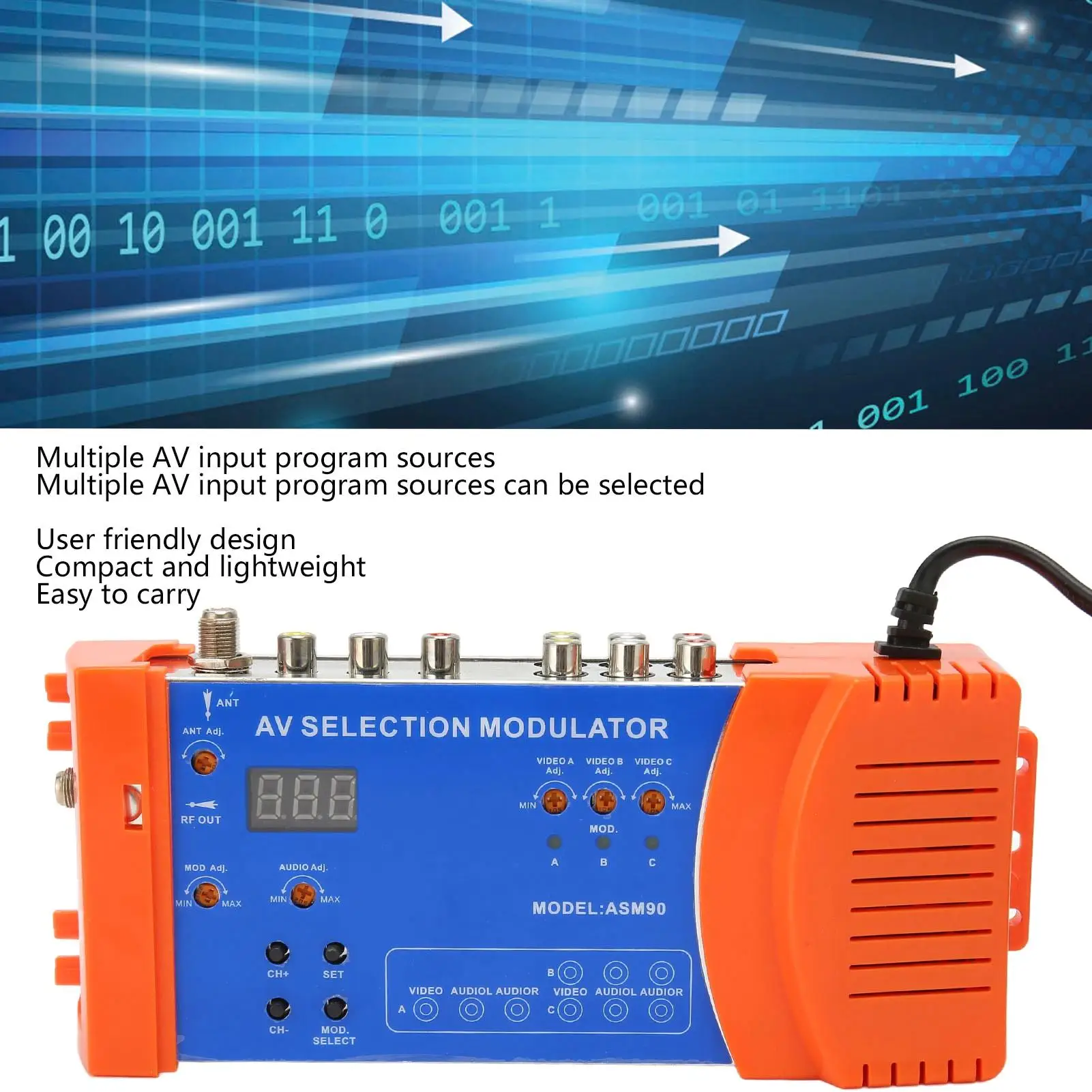 AV Selection Modulator PAL NTSC Standard VHF UHF RF for Home TV 100‑240V