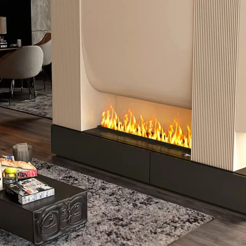 For Modern 60-Inch Electric Fireplace Wall Recessed Mounted Remote Control Flame Decor Power Adjustable for Use