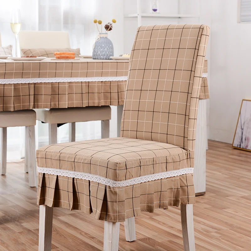Customized High-Grade Blended Embroidered Lattice Cotton And Linen One-Piece Chair Cover 5