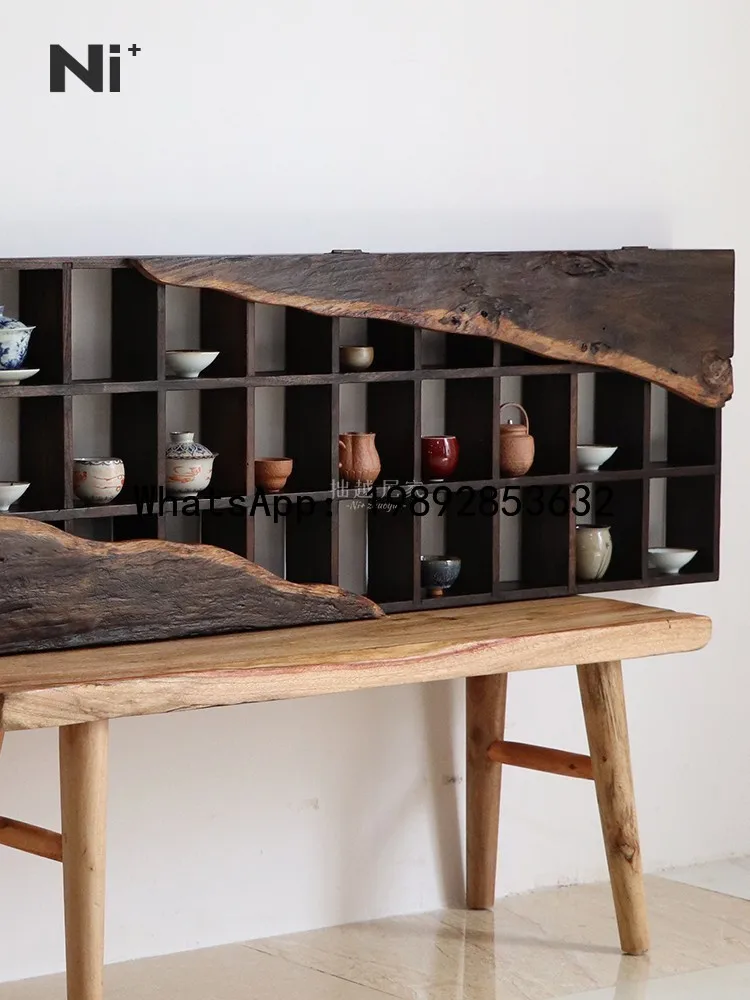G1 Antique Display Rack Solid Wood Tea Cup Rack Chinese Style Multi-Treasure Cabinet Wall-Mounted