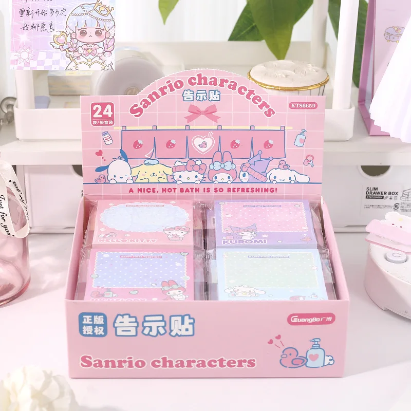 Imagem -02 - Sanrio Kitty Memo Pad Kawaii Kuromi Melody Sticky Notes Etiqueta de Papelaria Notepad Planner Sticker Post Material Escolar 12 Pcs Lot