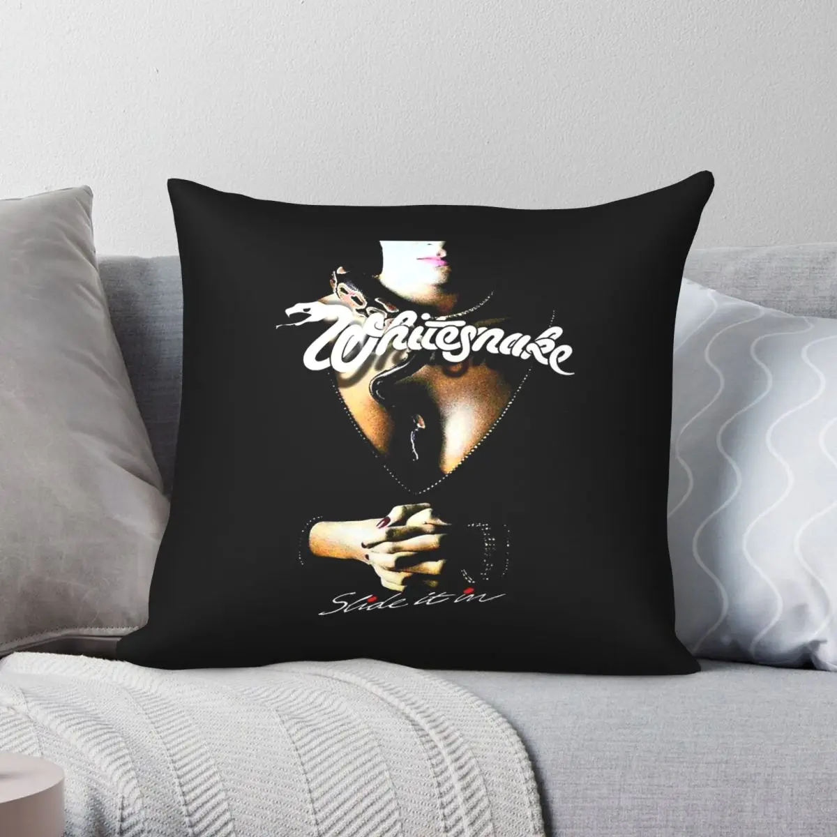 Whitesnake Slide It In Square Pillowcase Polyester Linen Velvet Creative Zip Decorative Room Cushion Cover