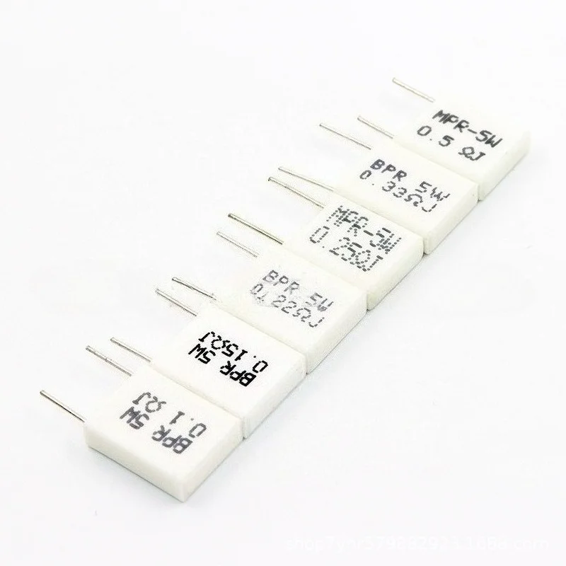 100pcs BPR56 5W Non-Inductive Cement Resistor Vertical 0.1R 0.15R 0.22R 0.25R 0.33R 0.5R
