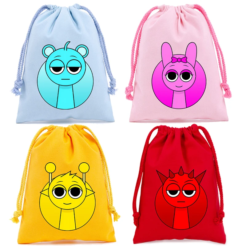 

Sprunki Kawaii Drawstring Bag Anime Cartoon Cute Reusable Shopping Bag Boys Girls Candy Gifts Storage Pouch Portable Handbag
