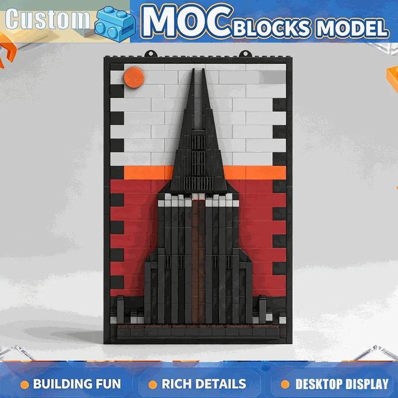 573PCS MOC Dark Castle Wall Art Frame Model Custom Puzzle Building Blocks Modify DIY Assembly Wall Decoration Toy Christmas Gift