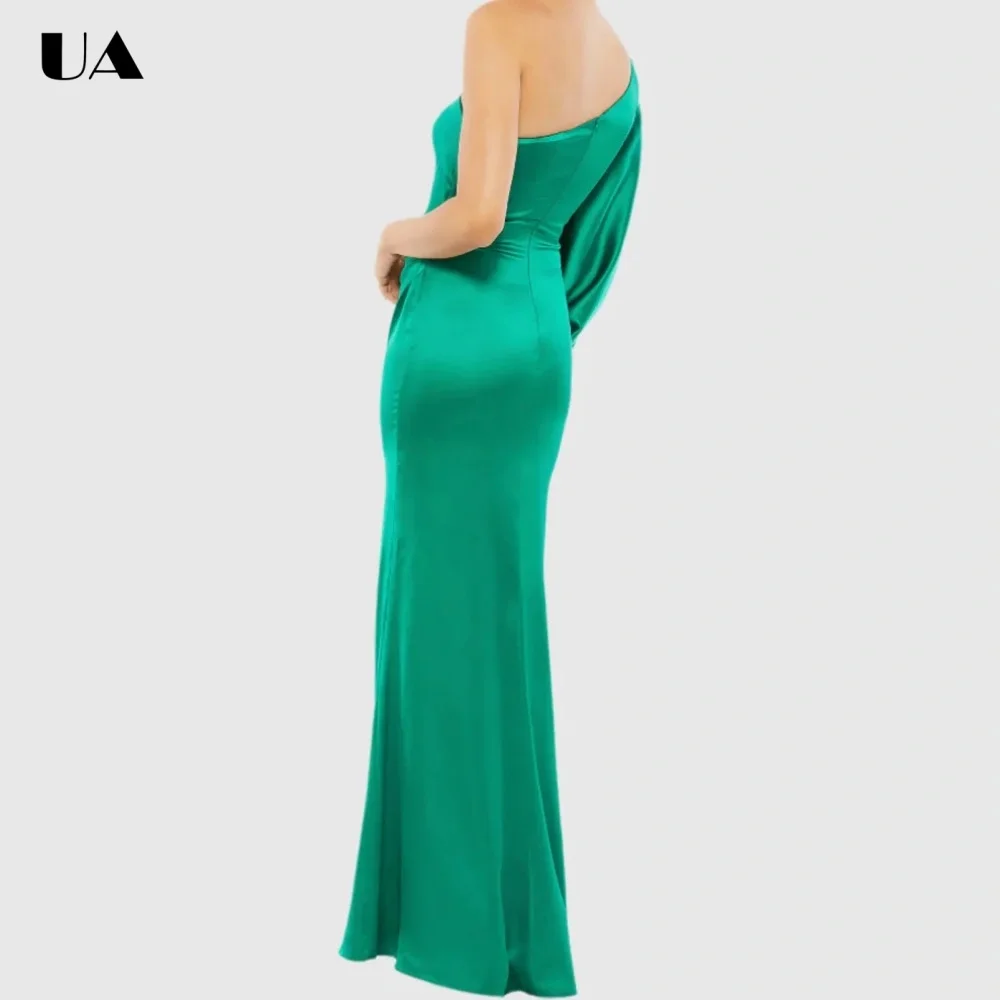 

ULBYANRY Customized Satin One-shoulder Prom Dresses for Women Elegant Mermaid Evening Dress Simple Asymmetrical Collar Ball Gown