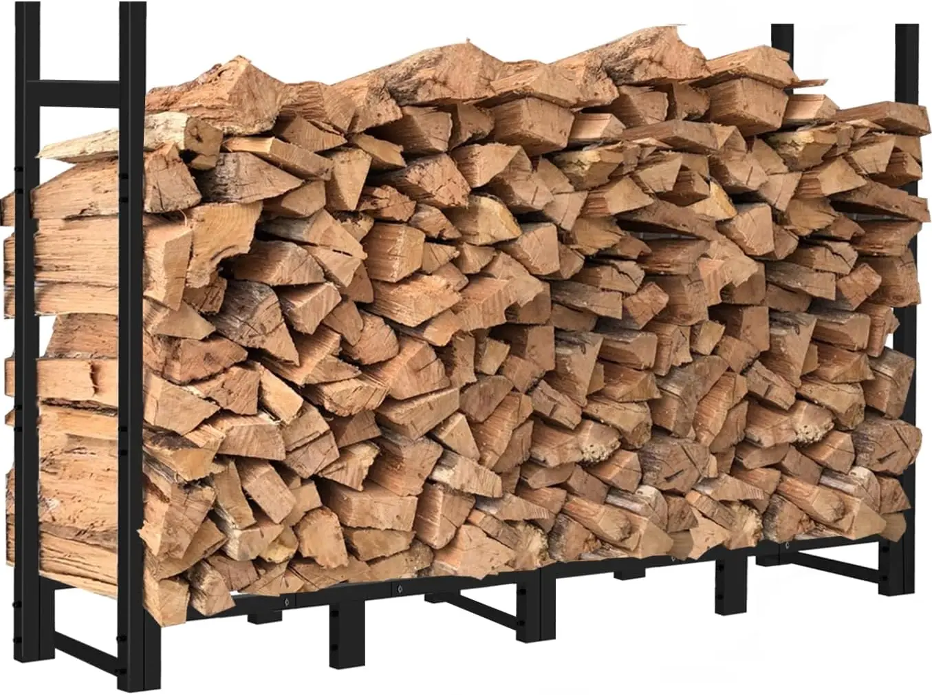 

Adjustable Heavy Duty 8ft Firewood Rack for Indoor Outdoor Storage, Black Metal Organizer Stand