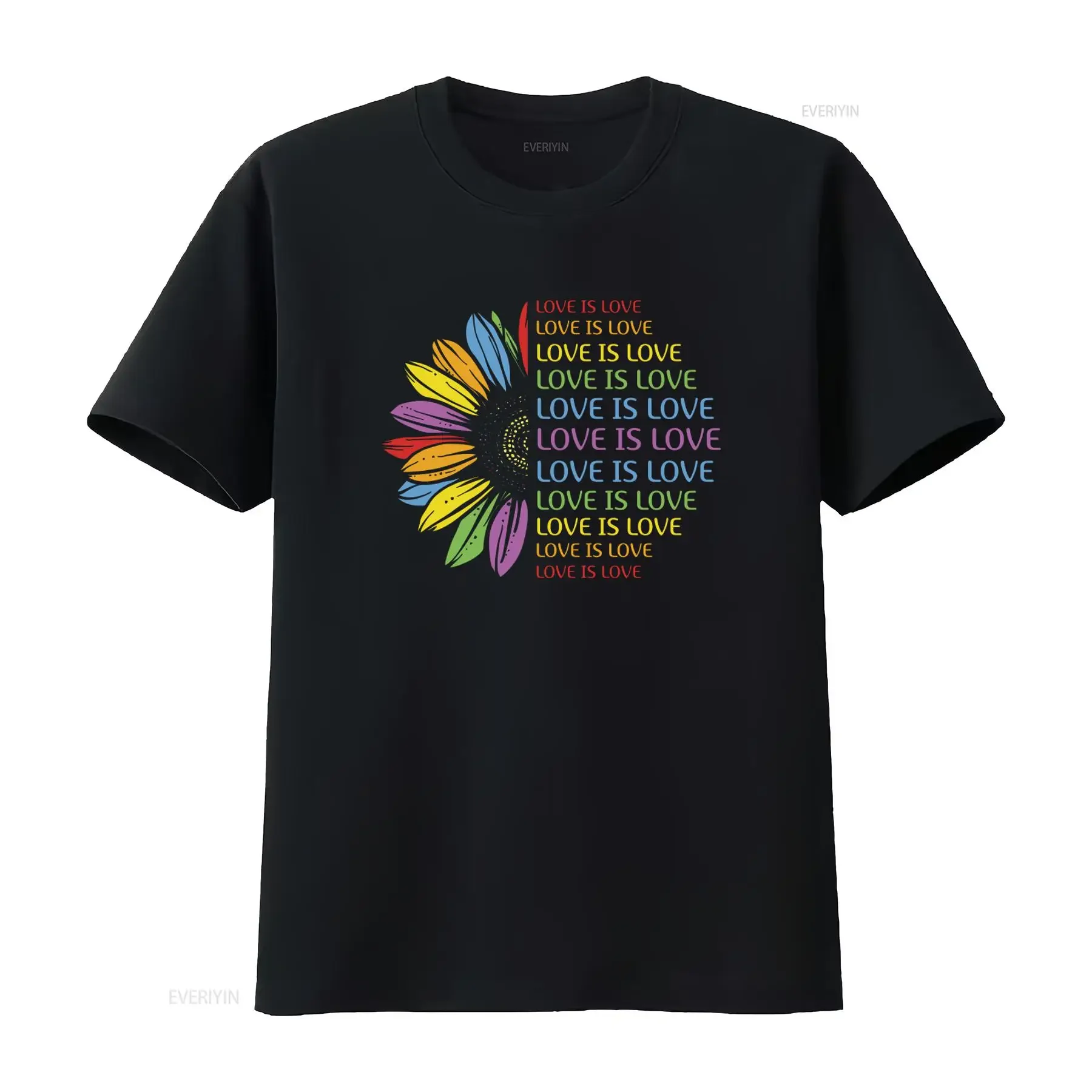 Rainbow Sunflower Love Is T Shirt for LGBTQ Pride Womens Parade Gay vintage Washed Stretched Slightly Comfortable Casual homme