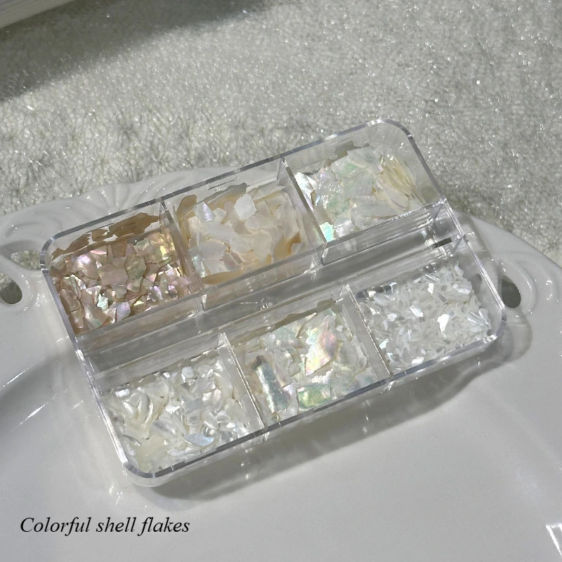 1 صندوق مسمار الفن غير النظامية قذيفة على شكل السحر التألق المجسم الراين للصيف شرائح صدف رقائق الأظافر Crafts بها بنفسك الحرف