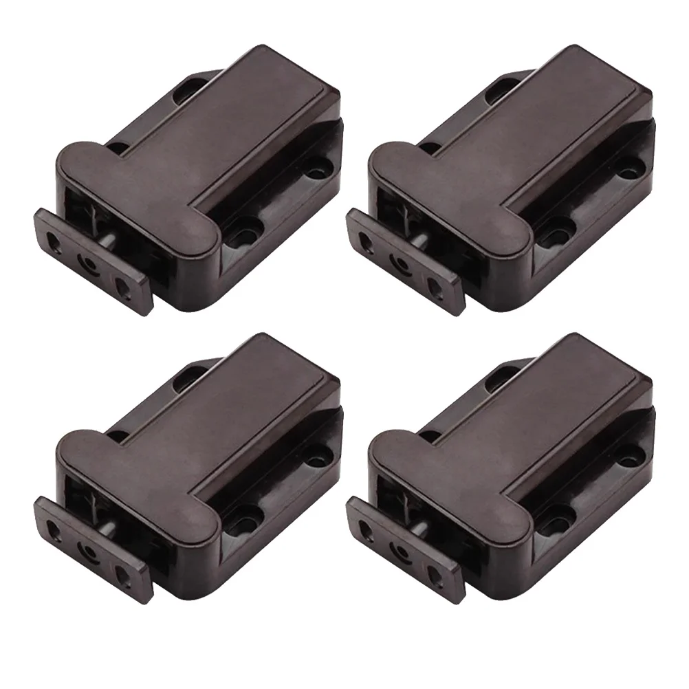 

4pcs Door Plastic Push Latch Cabinet Cupboard Hardware Brown Plastic Push Touch Latch Easy Install