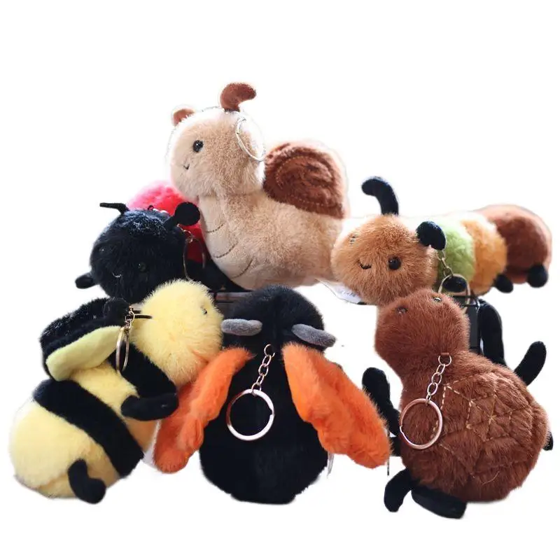 /Kb/1pc Toy Birthday Gift Small Insect Plush Doll Keychain Creative Stuffed Bag Pendant Cute Snail Bee Keyring