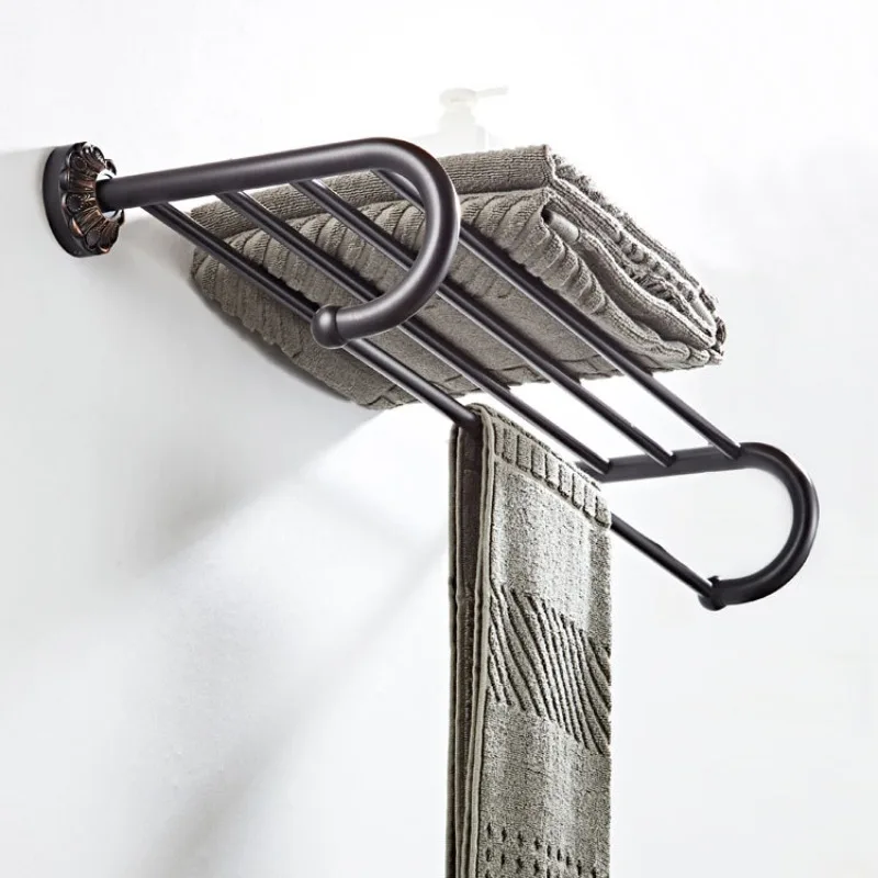 Brass Bath Towel Rack Black Bronze Brushed Towel Bar Bathroom Hardware wholesale Manufacturer