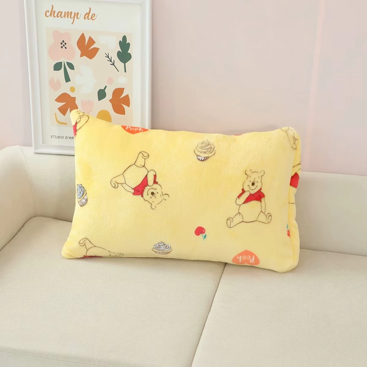 Cartoon Pooh Bear Blanket Warm Flannel Blanket Pillowcase Pattern Printing Big Size Blanket Bedspread Bedroom Sofa Bed Girl