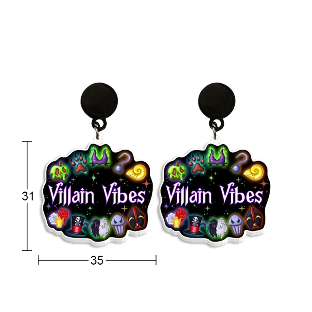 Women Stud Earrings Disney Cruella Movie Figure Character Girl Acrylic Earring Jewelry for Accessories