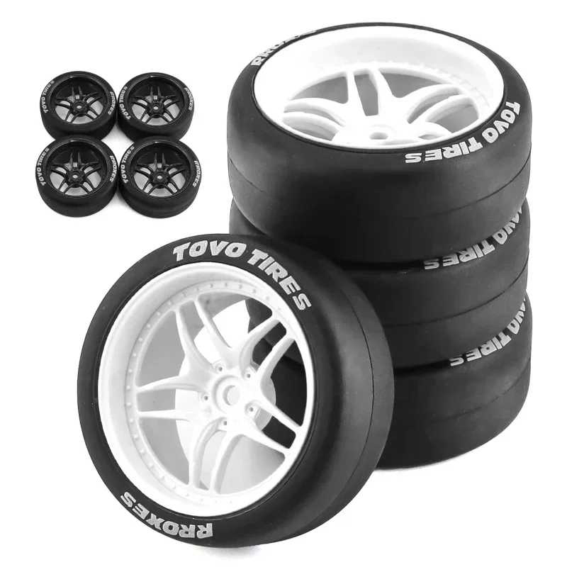 4pcs 65mm Hard Drift Tire 1/10 RC Drift Car On Road Touring Racing Car Tyre Wheel for Tamiya TT01 TT02 XV01 PTG-2 Kyosho HPI HSP