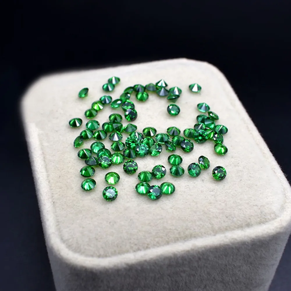 10Pcs High Quality Round Brilliant Faceted Medium Green Emerald Loose Gemstone Multi Small Sizes For Jewelry Making