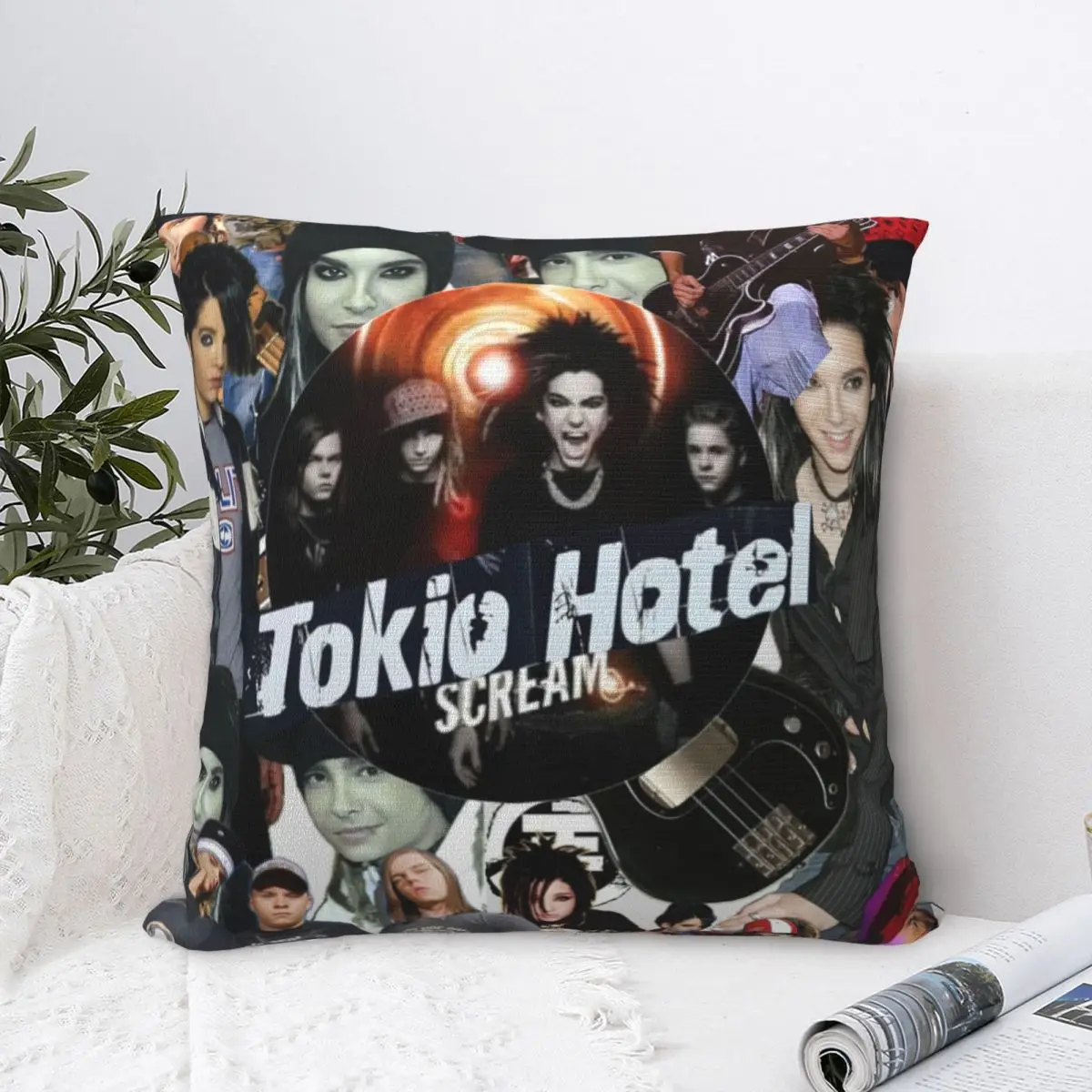 Tokio Hotel Collage Pillow Case German Rock Cushion Cover Custom Polyester Decor Throw Pillow Case Cover for Living Room 40*40cm