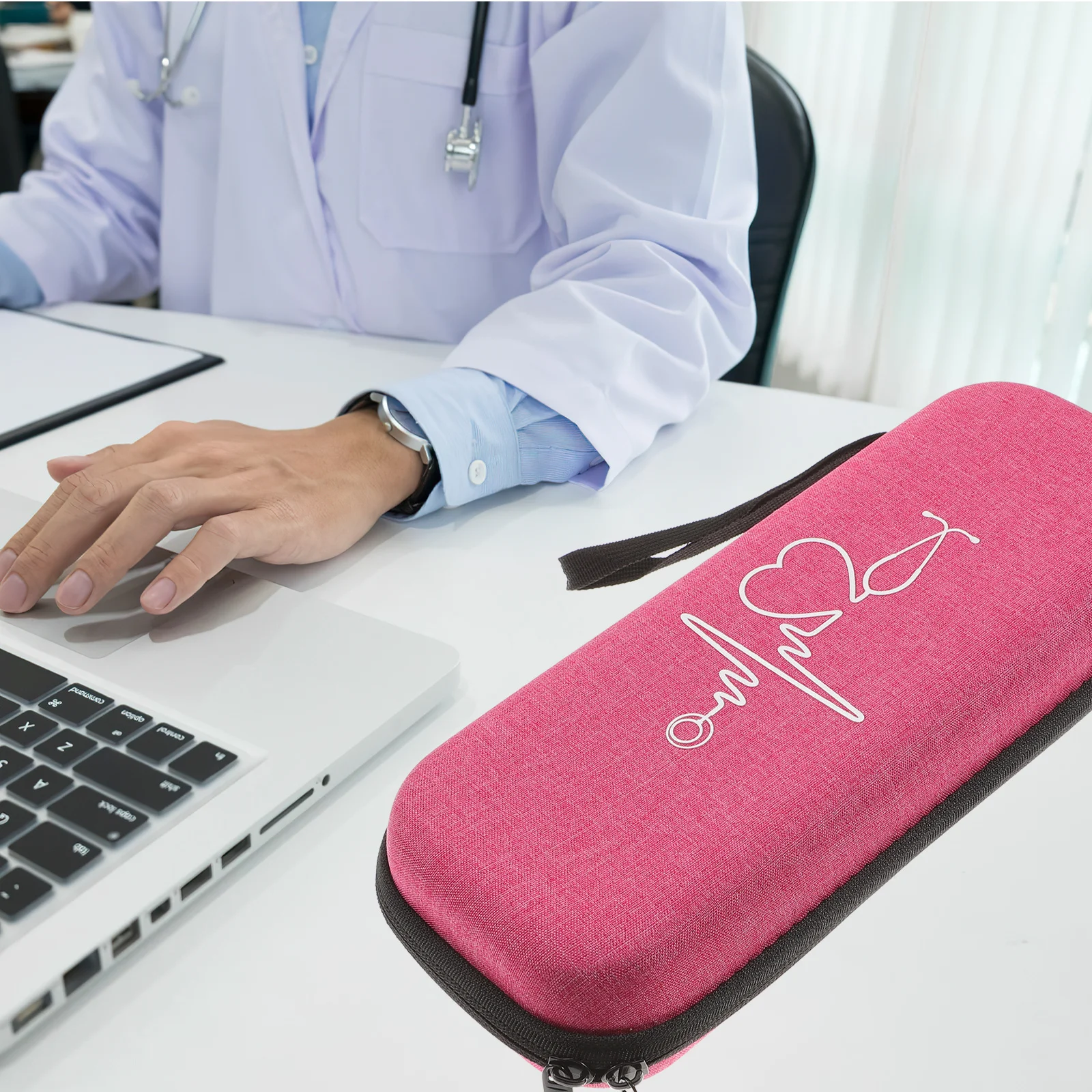 1Pcs Stethoscope Case Hard Shell Eva Protective Storage Bag Portable Shockproof Organizer Compatible for Litsh3m Stethoscope