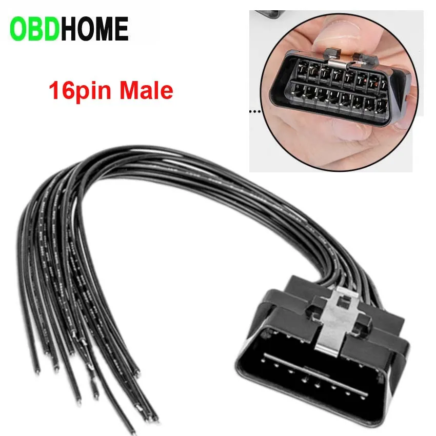 12V Car OBD2 16pin Male Head To Opening Cable Universal Male OBD 16 Pin Adapter for Scanner Modify Pinout Extension Adapter