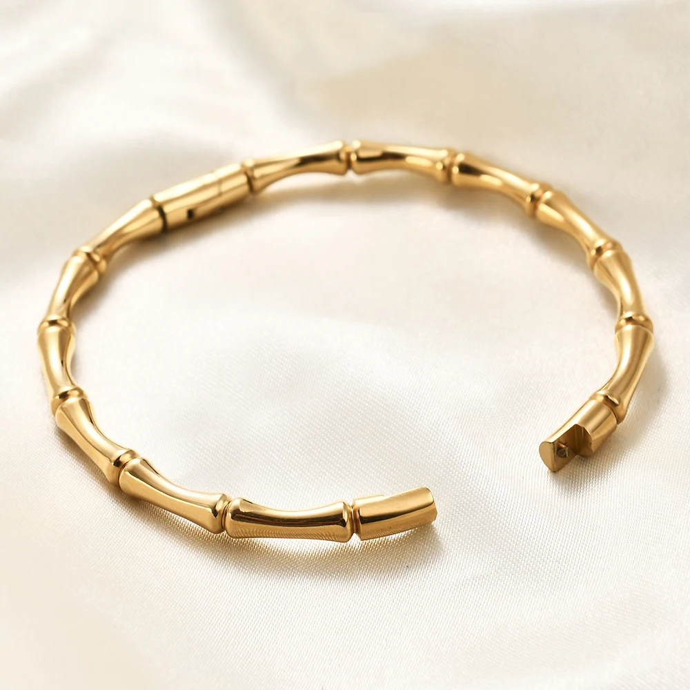 VQYSKO Bamboo Bracelet Stackable Bangle Simple Everyday Wear Island Style Gift For Her