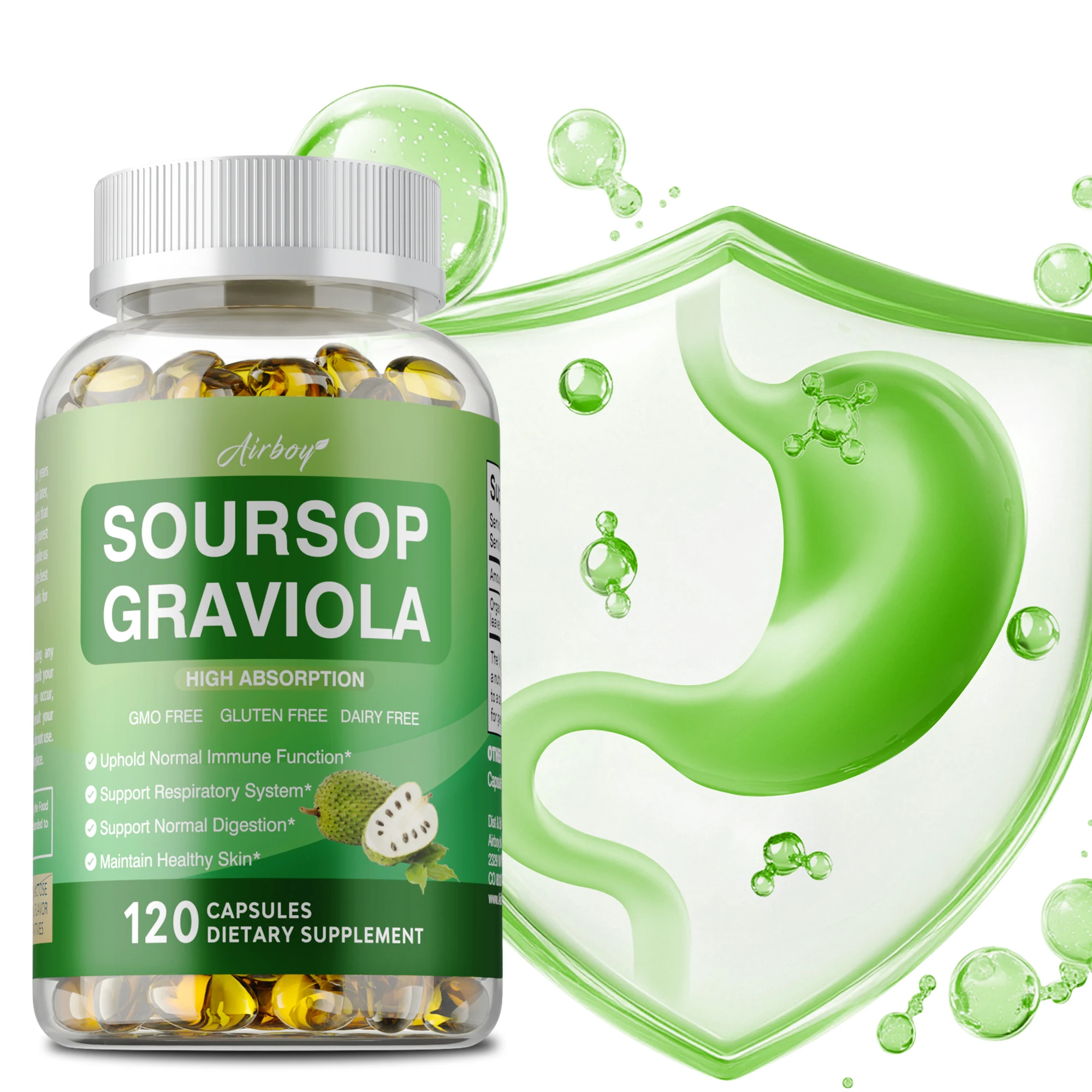 

Soursop Graviola Capsules - Antioxidant, Reduce Stress, Improves Mood, Supports Healthy Cell Growth and Function, Immune Support