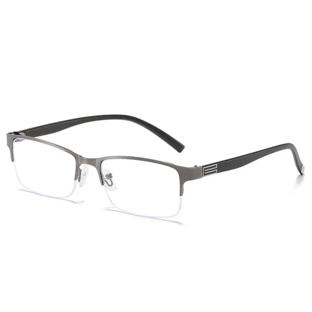 

New Metal PC Reading Glasses Black Grey Square Half Frame Ultra Light Frame Business Eyeglasses Men