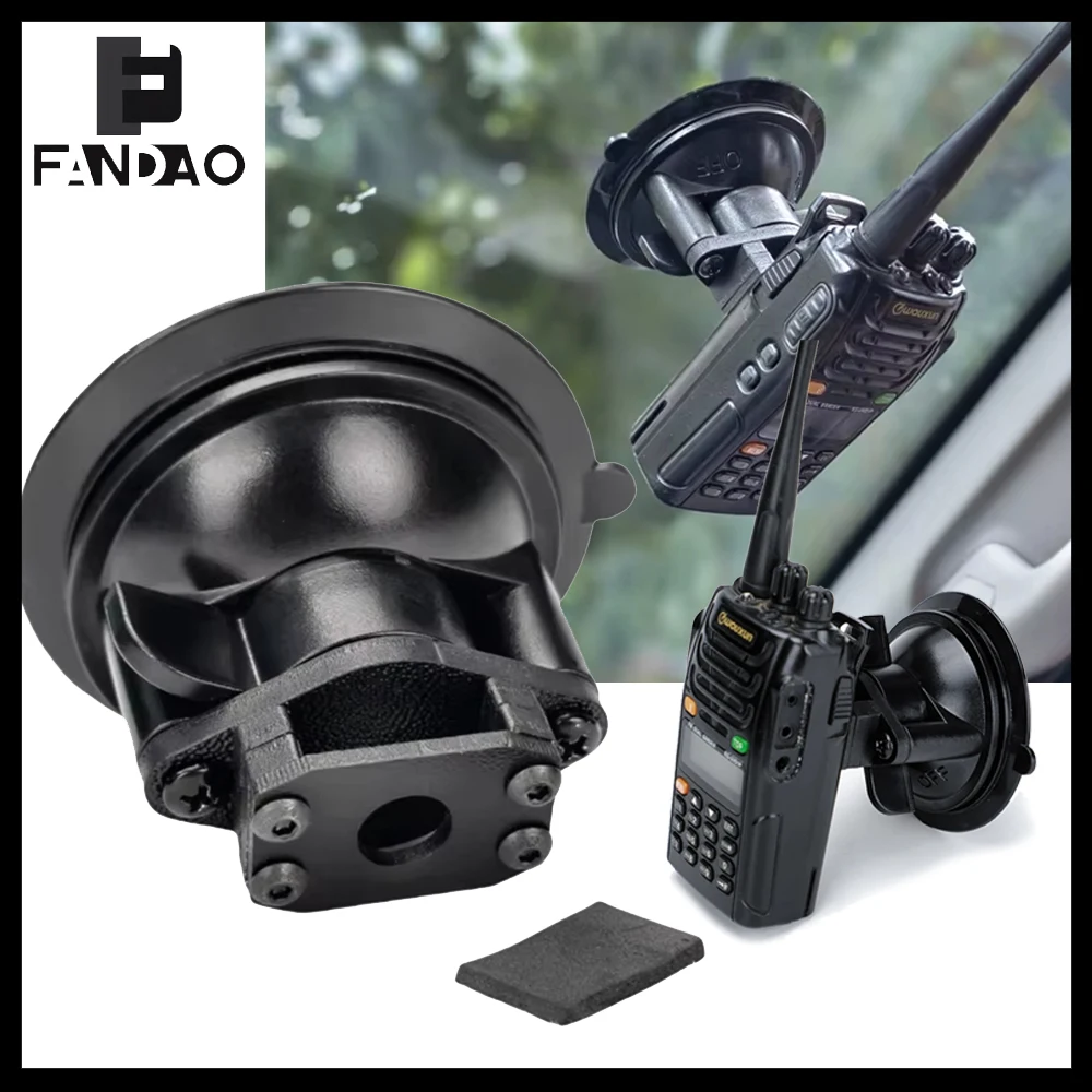 Tactical Walkie-Talkie Mounting Base Suction Cup Adjustable Tool Holder Universal Clip Quick Release Fixture for Car Motorcycle