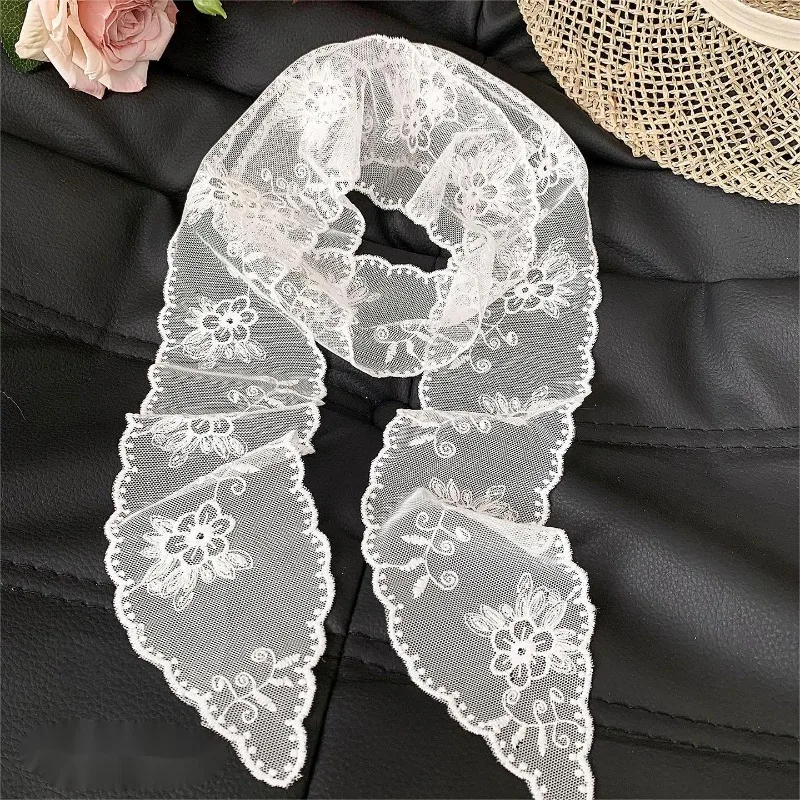 Premium White Lace Triangle Scarf Versatile Layered Wrap Skirt Headband Korean Slimming Breathable Soft Lightweight for Women