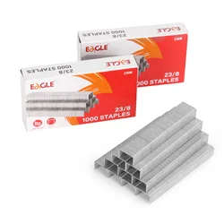 Eagle No.23/8 Staples, 5/16” leg,2-Box Bulk Pack,2000 Pieces Total, Up to 50 Sheets For HOffice and School Binding Accessories