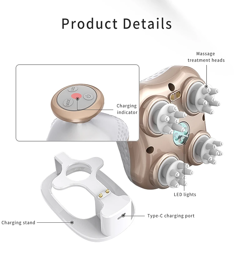 Идеальный массажер для головы, водостойкий электрический беспроводной массажер для кожи головы, домашнее животное, кошка, собака, массаж тела, вибрационное устройство для разминания глубоких тканей