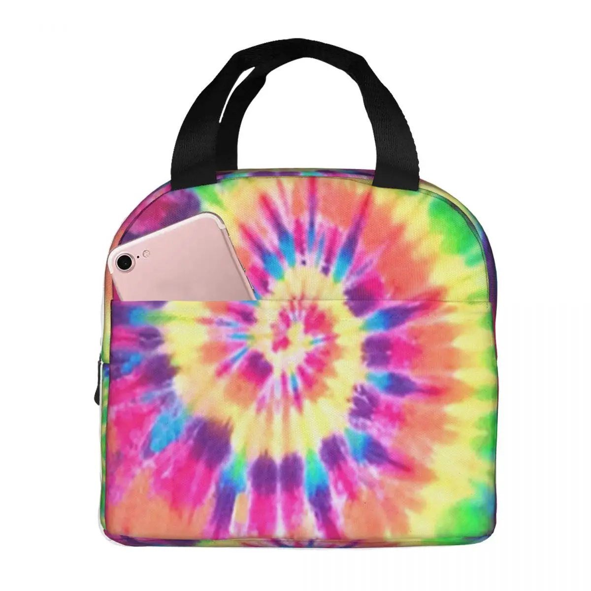 Tie Dye Multi Rainbow Lunch Bags Insulated Bento Box Lunch Tote Resuable Picnic Bags Thermal Bag for Woman Kids Office