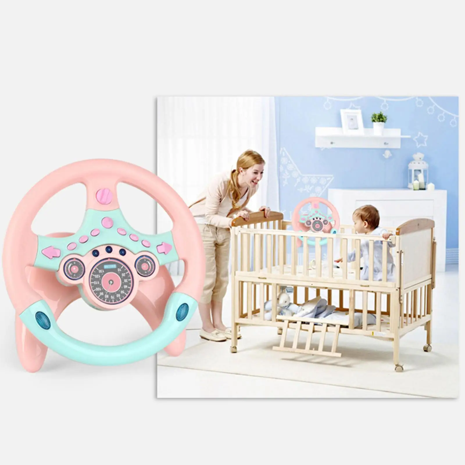 Electric Kids Simulation Steering Wheel Toys 360 Degree Rotation Driving Controller for Birthday Gifts Educational Christmas