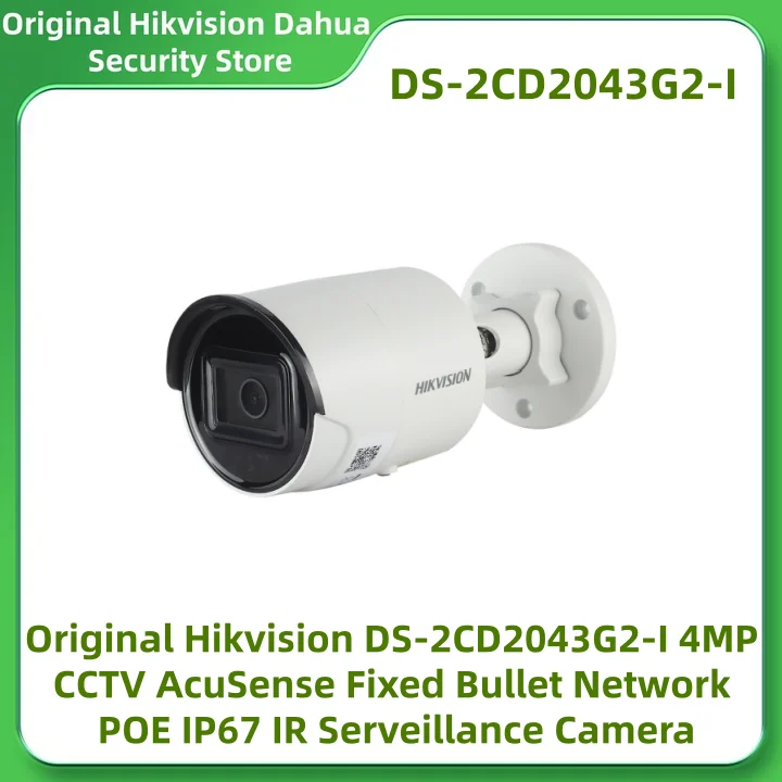 

Оригинальная IP-камера Hikvision DS-2CD2043G2-I 4MP CCTV AcuSense, фиксированная, цилиндрическая, сетевая, IP67, POE, ИК-камера для видеонаблюдения