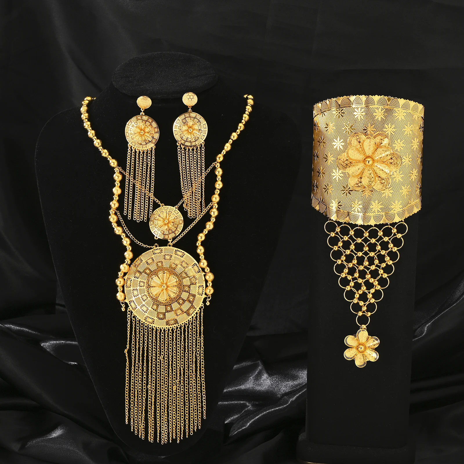 

Africa Fashion Woman Long Luxury Woman Long Necklace Long Necklace Women's Jewelry Set Hanging Woman Earrings Gift