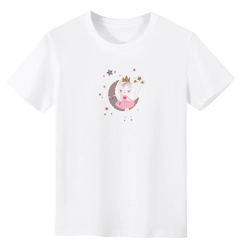 Women Moon Girl Graphic T Shirt Cute 2024 Streewear Clothes Tops Tee