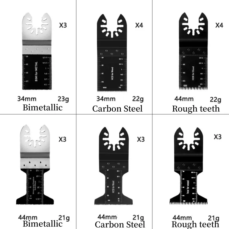 20pcs High Carbon Steel Oscillating Saw Blade Cutting Multi Tool Coarse/Fine Teeth For Wood PVC Pipe Soft Metal Cut Tool Kit