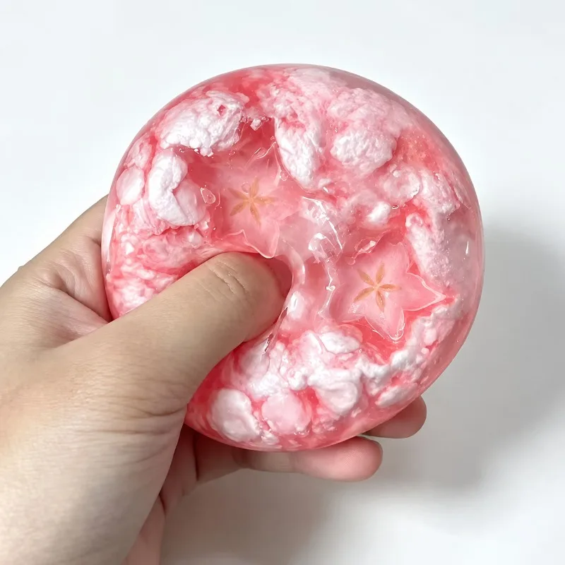 Knuspriger Sakura-Rosa Stressball, Formbarer Baustein-Quetschball, Nicht-Springender Quetschball, ASMR-Sensorisches Spielzeug für Erwachsene, Stressabbau-Spielzeug – Detail 4