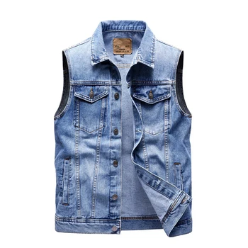 Spring Summer Men's Denim Vests Fashion Turn-Down Collar Cotton Jean Sleeveless Jackets Man Retro Streetwear Party Waistcoats