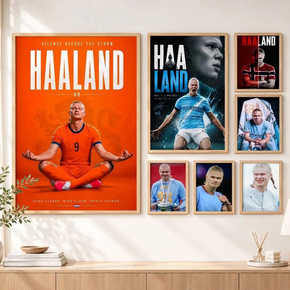 E-Erling H-Haaland Demon-Like Giant Striker Customizable HD Self Adhesive Waterproof Wall Art Poster