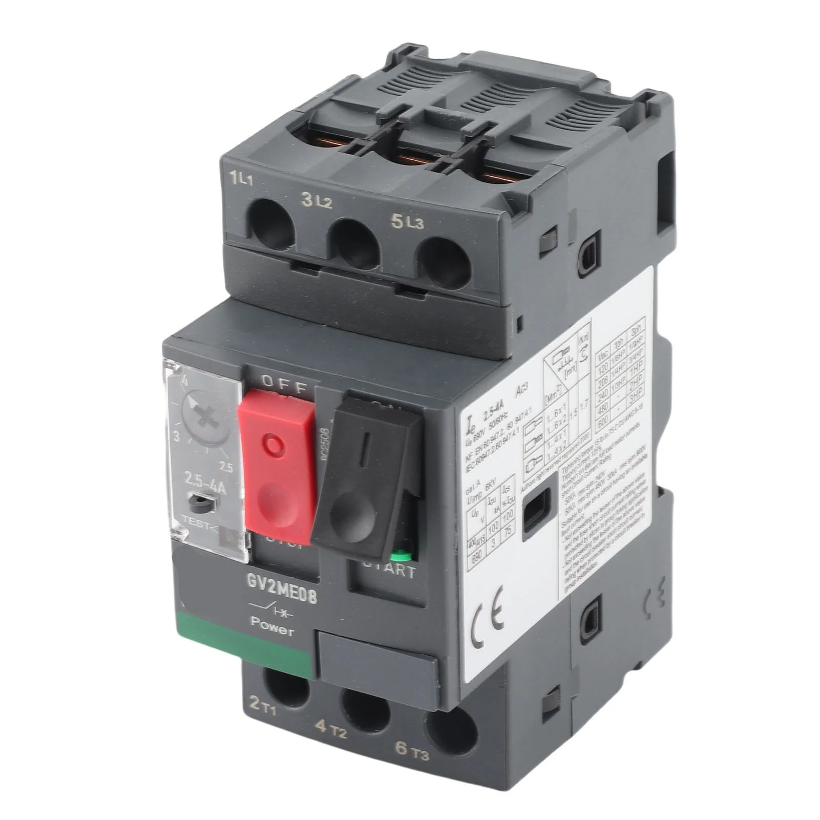 

Motor Circuit Breaker 35mm Rail Mount Thermal Magnetic Type Motor Overload Protection Switch AC 690V GV2‑ME08 2.5‑4A
