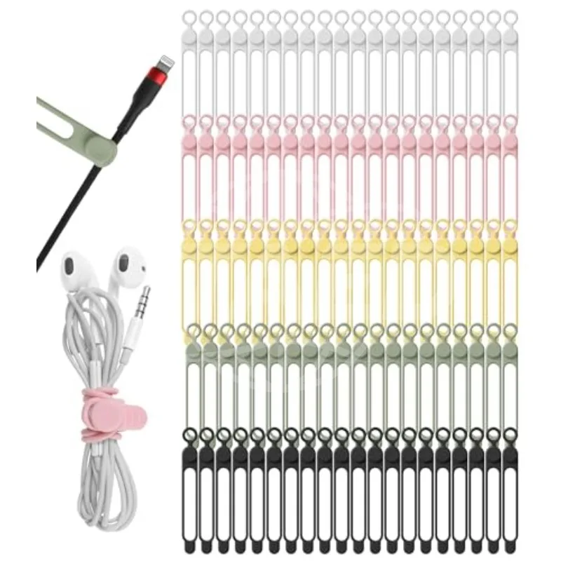 Silicone Cable Ties,Cord Organizer,Cable Straps,Reusable Cord Ties,Travel Cable Organizer ,Cute Elastic Tie, Wire Ties